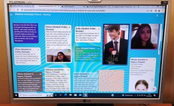 Padlet z wizytówkami uczniów z grupy Erasmus+ z Kępna i Norwegii